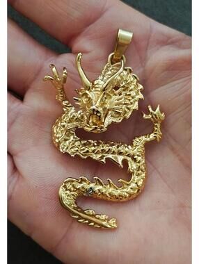 Cool Large Gold Tone Dragon Pendant